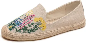 Espadrilles for Women - Casual Loafers Thick Sole Embroidery Flat Round-Toe Design Non-Slip Bottom Easy to On Off Suitable for Work,Outdoor,Home