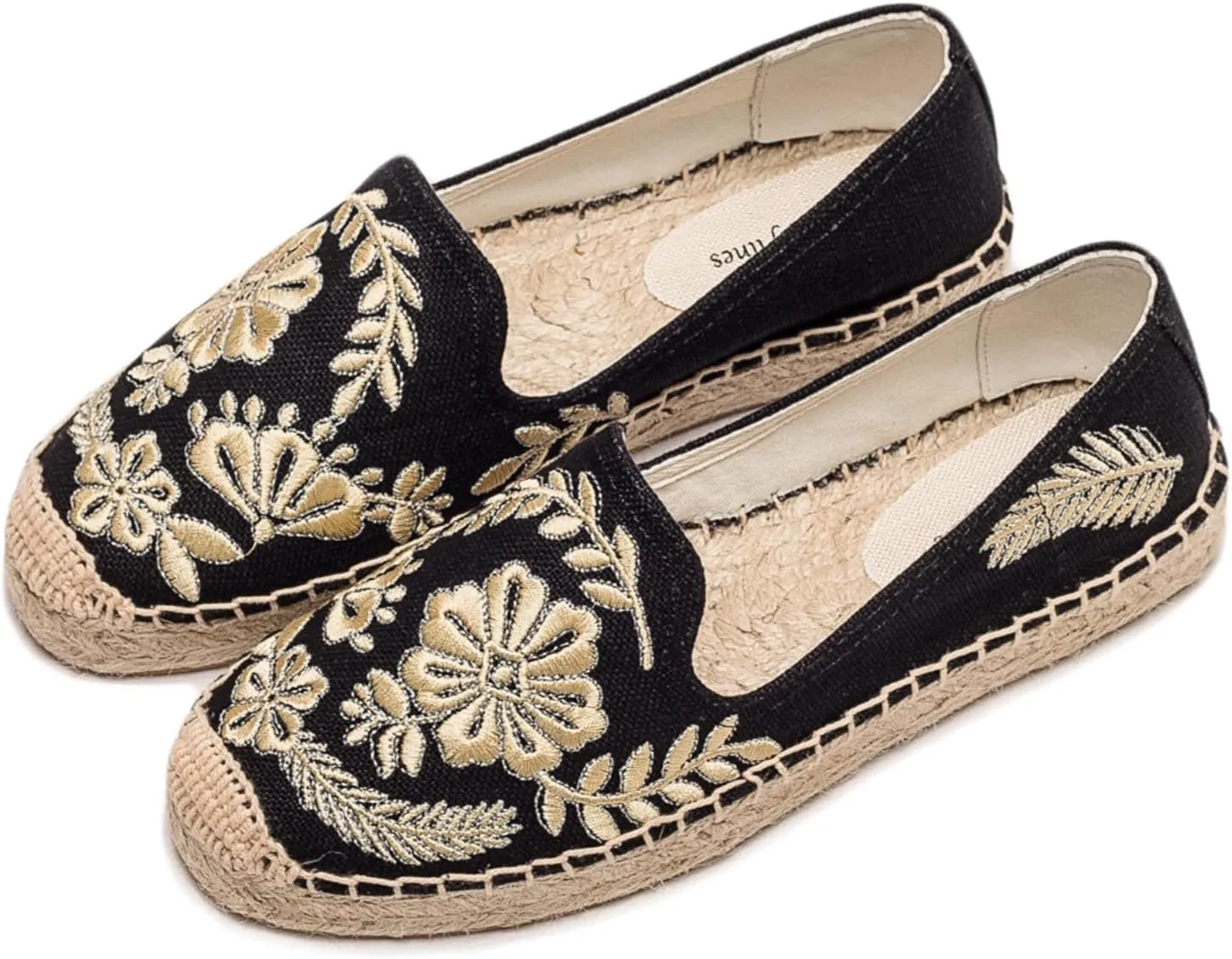 Espadrilles for Women - Casual Loafers Thick Sole Embroidery Flat Round-Toe Design Non-Slip Bottom Easy to On Off Suitable for Work,Outdoor,Home