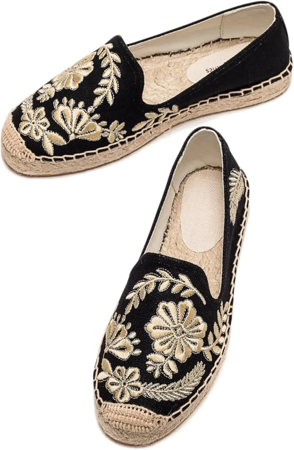Espadrilles for Women - Casual Loafers Thick Sole Embroidery Flat Round-Toe Design Non-Slip Bottom Easy to On Off Suitable for Work,Outdoor,Home