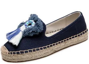 Espadrilles Loafers for Women - Comfort Round-Toe Women's Espadrille Simple Embroidered Espadrille Easy to Wear Suitable for Match T-Shirts,Dress,Jeans