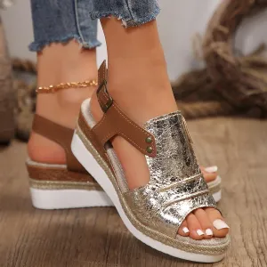 Espadrilles Wedge Sandals for Women,Open Toe Sandals Women Summer Dressy 2025 Comfortable Low Wedge Sandals Casual Slip On Sandals Strappy Sandals Fashion Platform Wedge Sandals