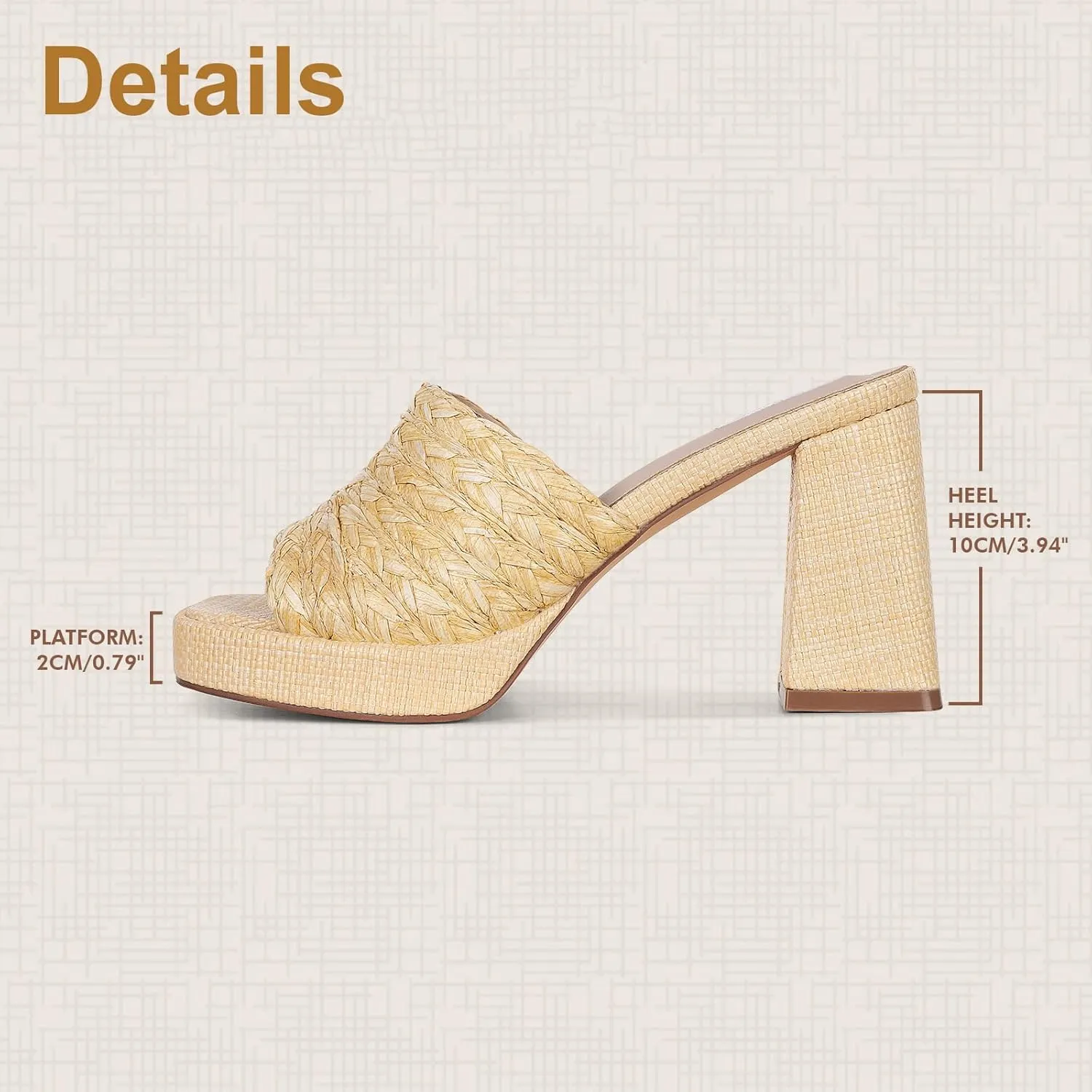Eteridrey Women’s Espadrilles Slides Platform Sandals Summer Chunky High Heel Sandals Open Toe Slip on Wedding Bridal Sandals Bohemian Sandals