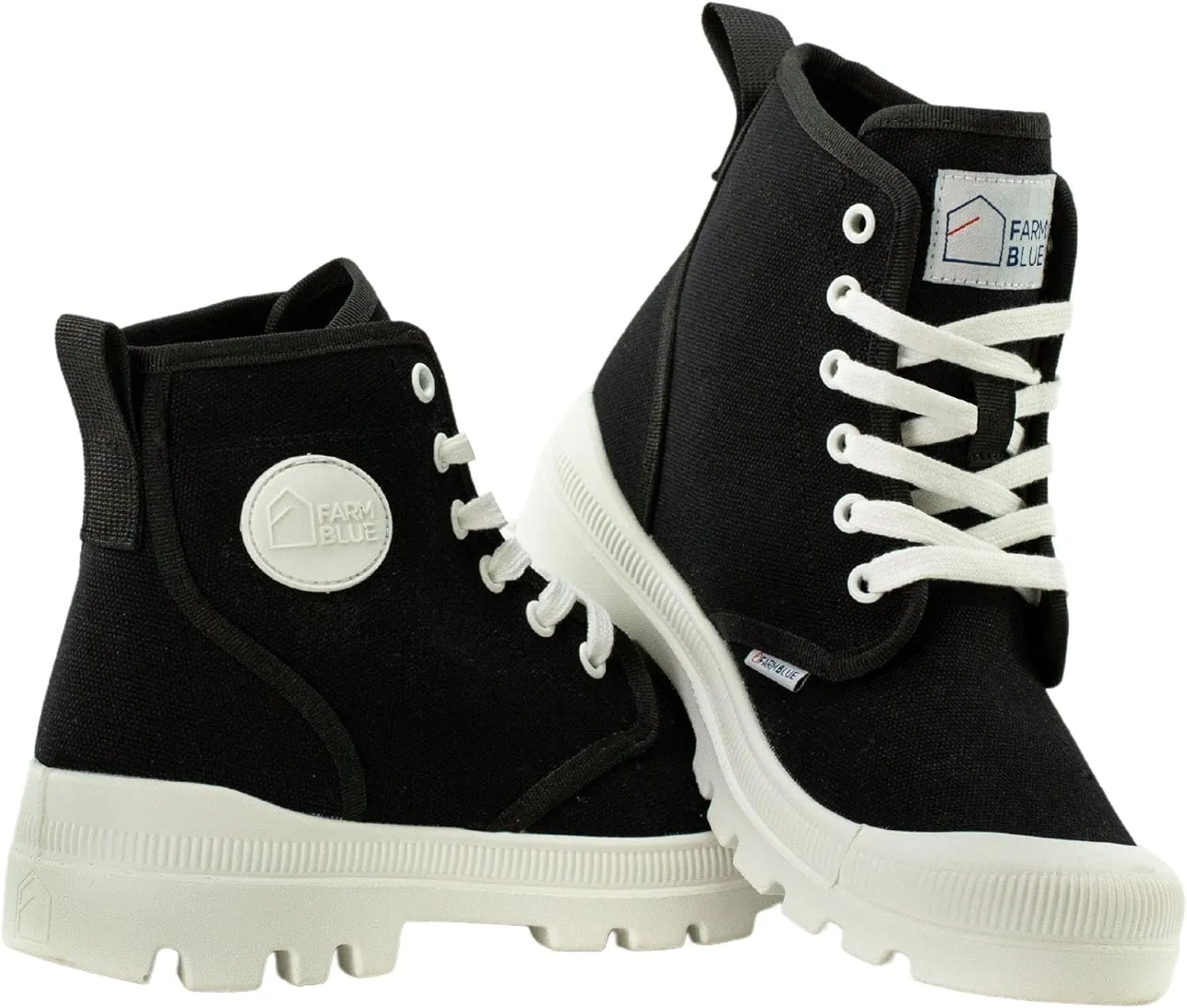 Farm Blue Men's Ranger Boots - High Top Hiking Shoes for Men - Water-Resistant Canvas Combat Boots with Orthotic Insoles - Tactical Shoes for Casual, Work, or Outdoor Wear