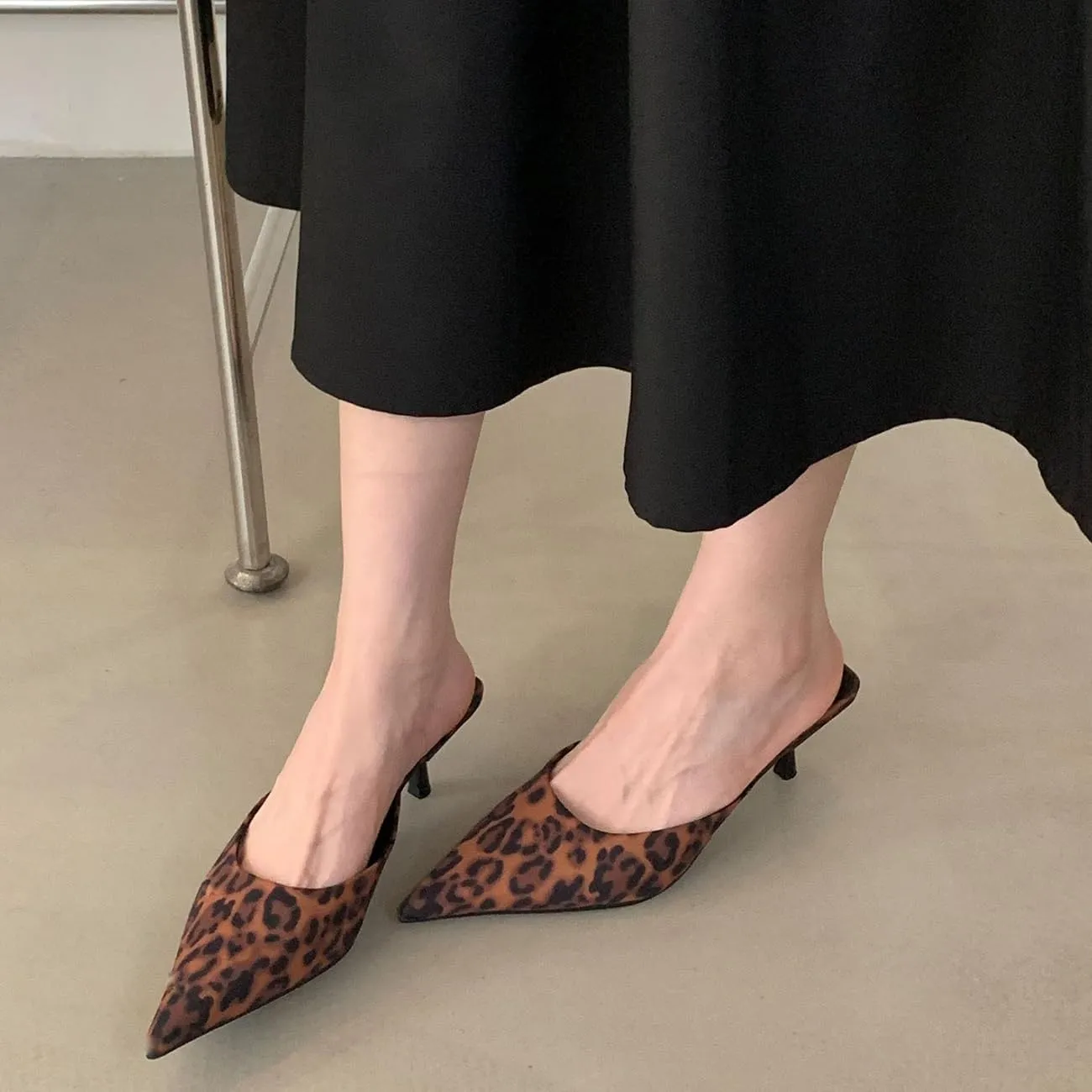 Fashion Kitten Heel Mules for Women Slip On Mules Backless Kitten Heel Pointed Toe Wedding Party Dress