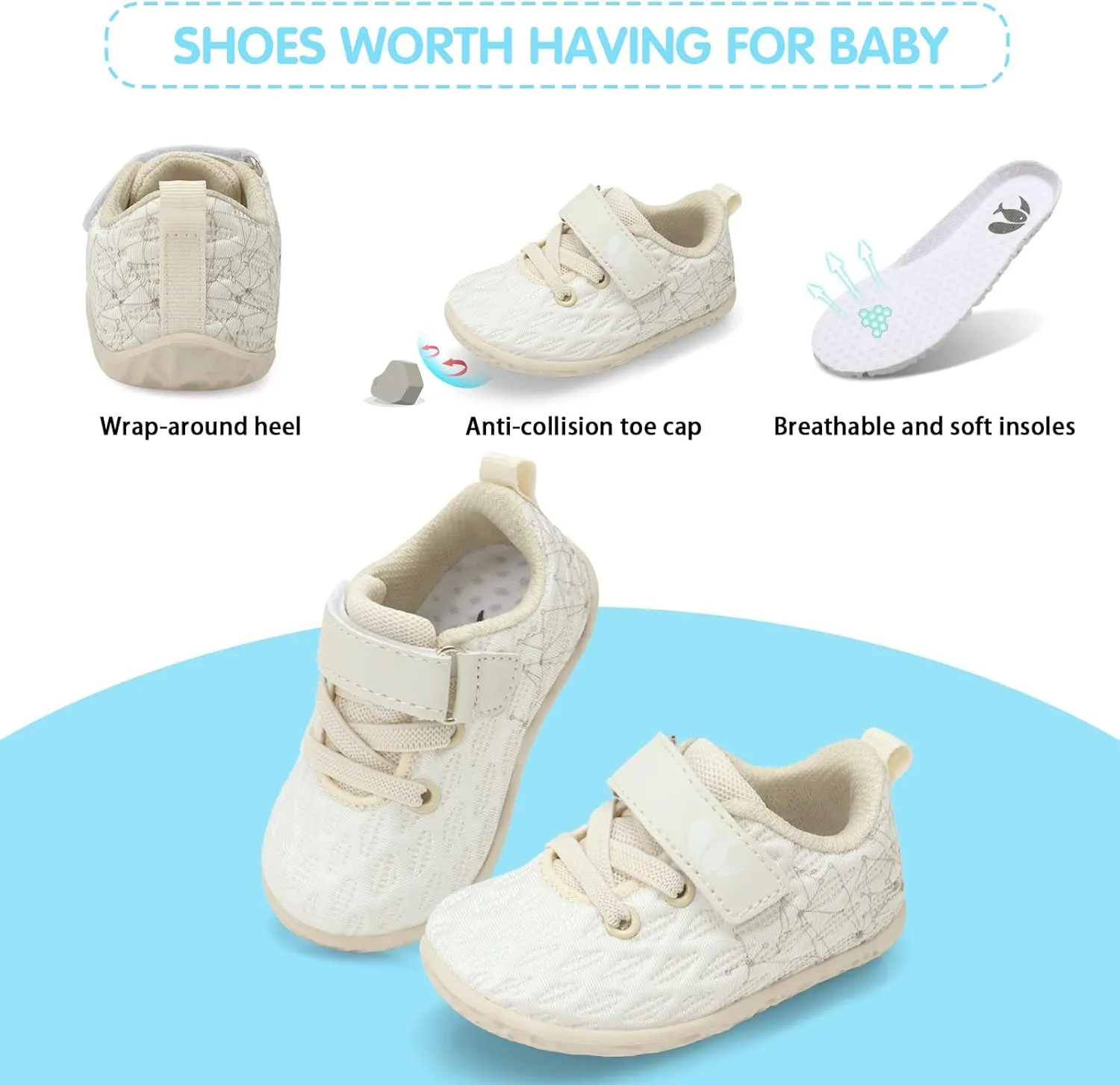 FEETCITY Baby Sneakers Boys Girls Infant Shoes First Walking Shoes Newborn Crib Shoes Toddler Slip On Shoes