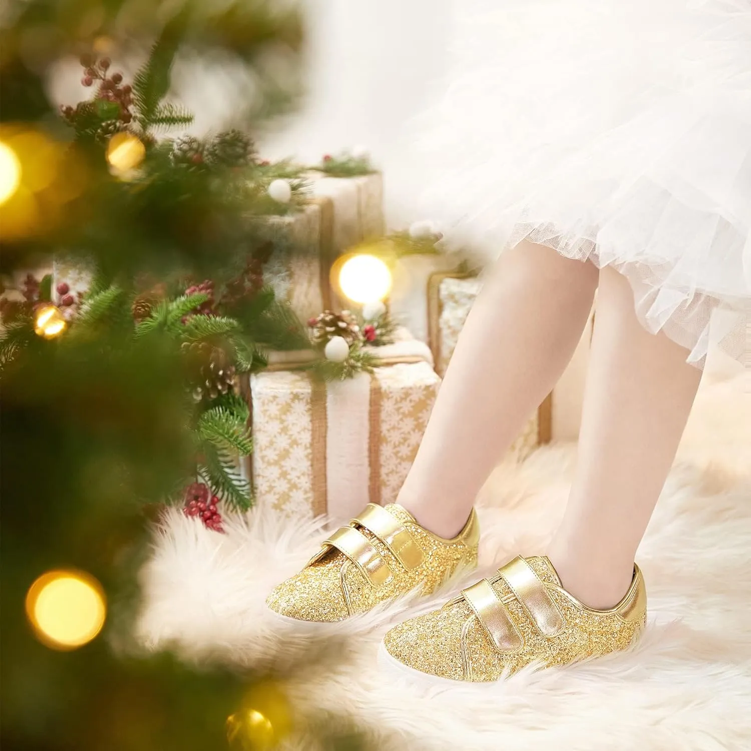 Felix & Flora Toddler/Little Kid Girls Running Shoes Sports Sneakers Princess Casual Glitter Shoes.