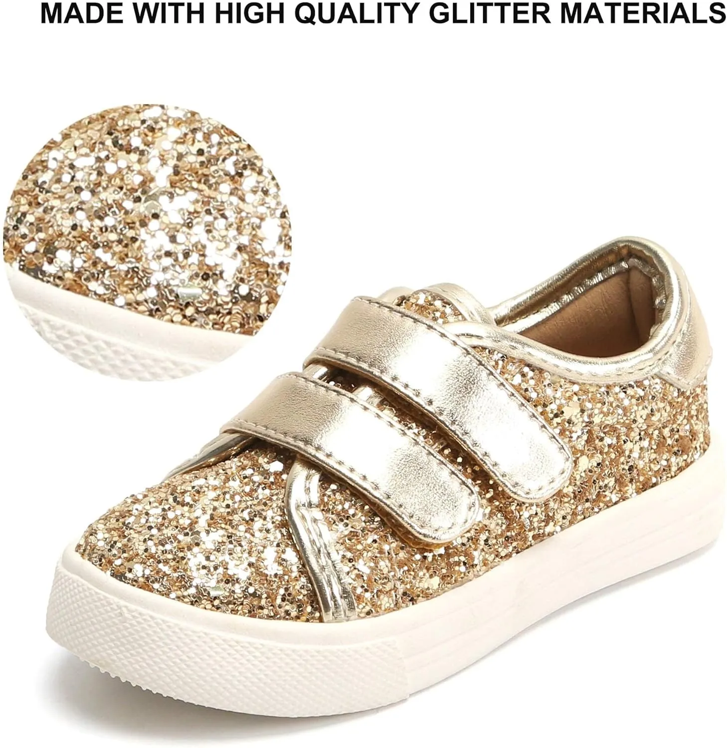 Felix & Flora Toddler/Little Kid Girls Running Shoes Sports Sneakers Princess Casual Glitter Shoes.