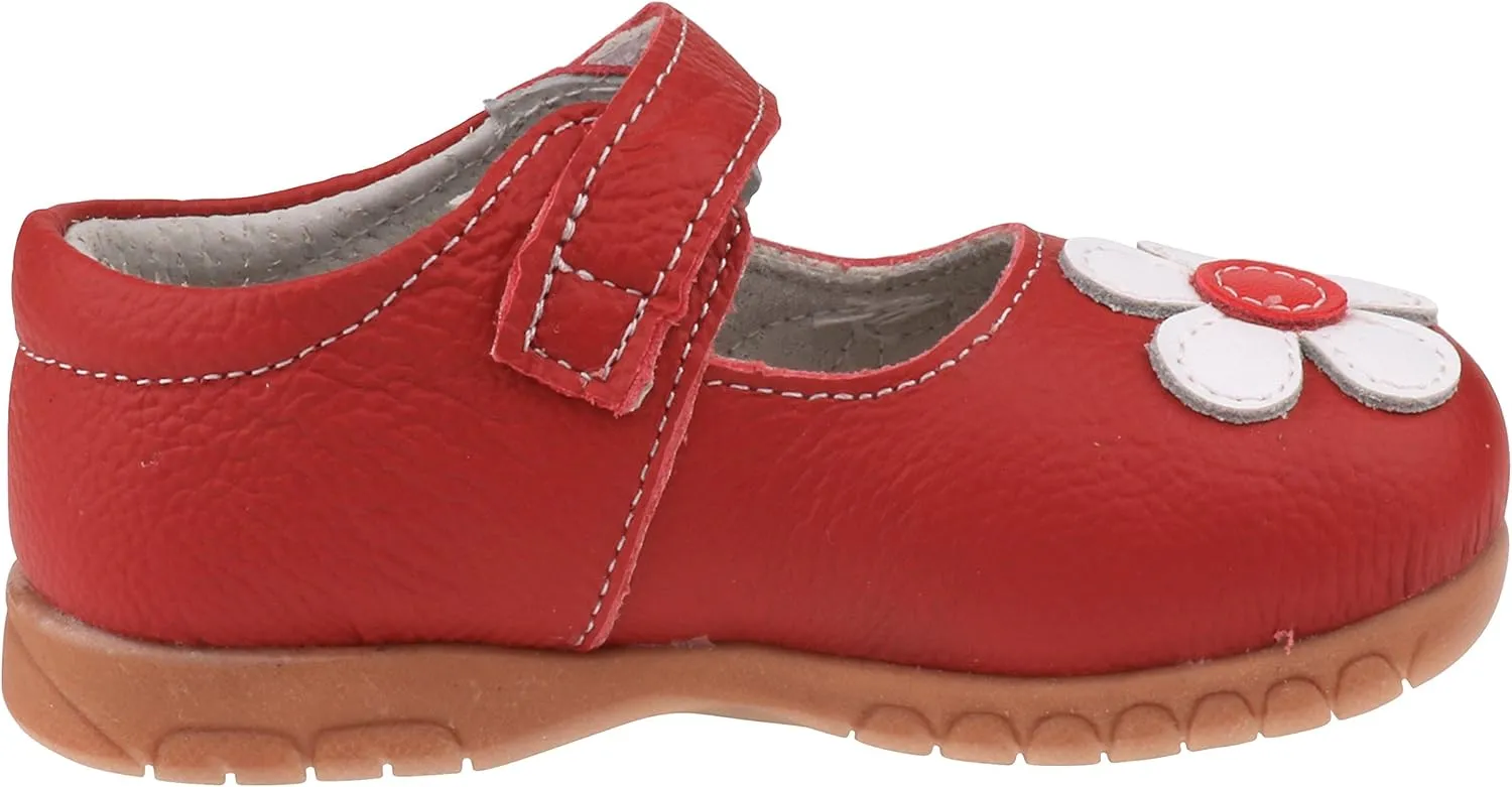 Femizee Girls Leather Bows Design Soft Round Toe Princess Dress Mary Jane Flat Shoes(Toddler/Little Kid)