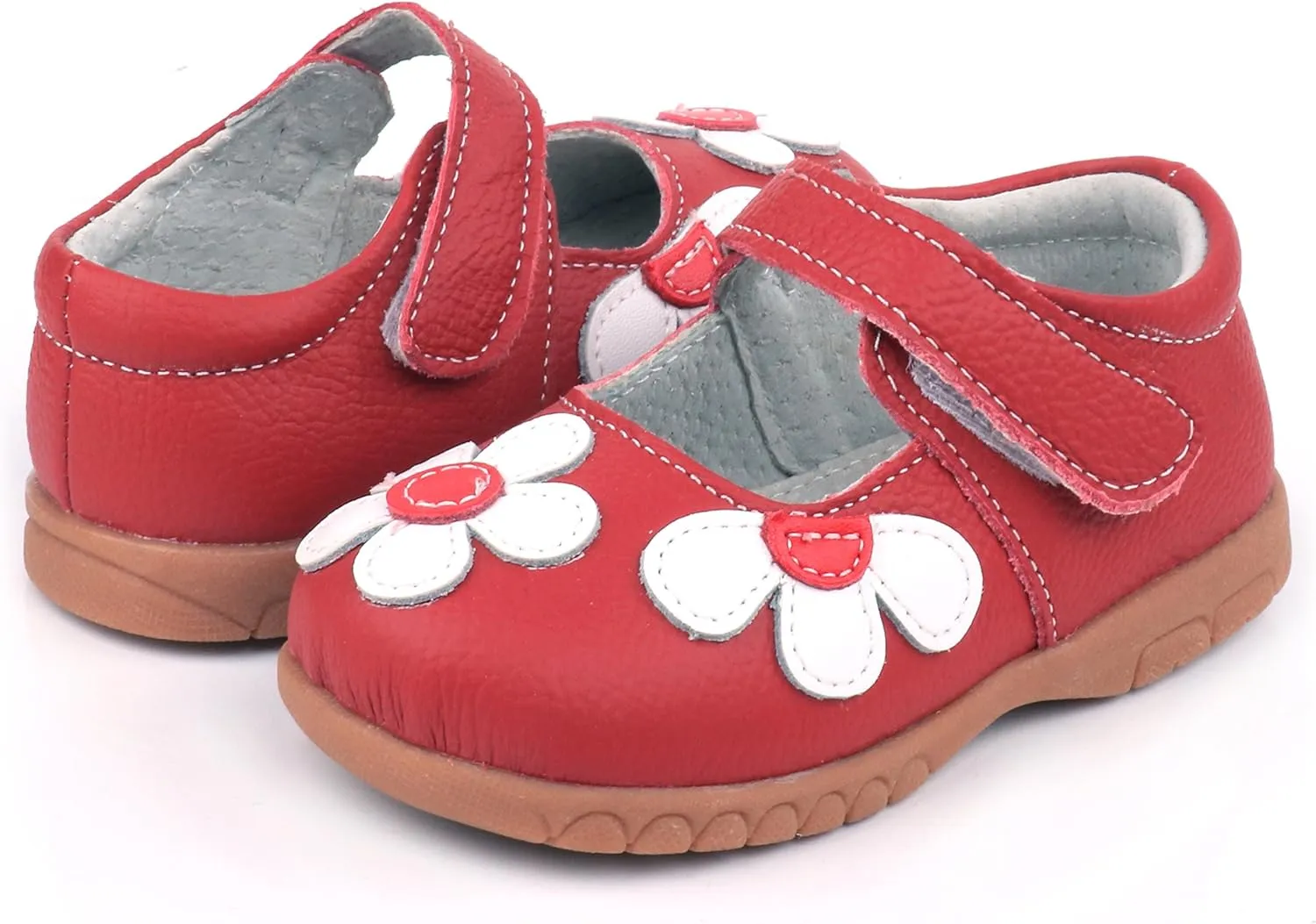 Femizee Girls Leather Bows Design Soft Round Toe Princess Dress Mary Jane Flat Shoes(Toddler/Little Kid)