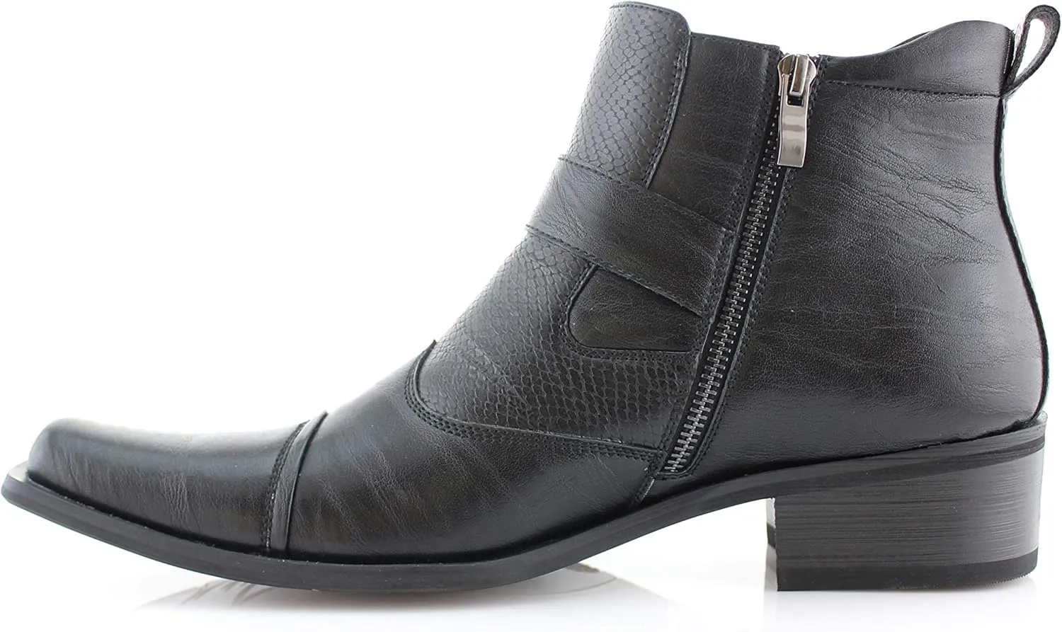 Ferro Aldo Alejandro MFA606326 Mens Memory Foam Casual High Western Buckle Strap Ankle Dress Boots