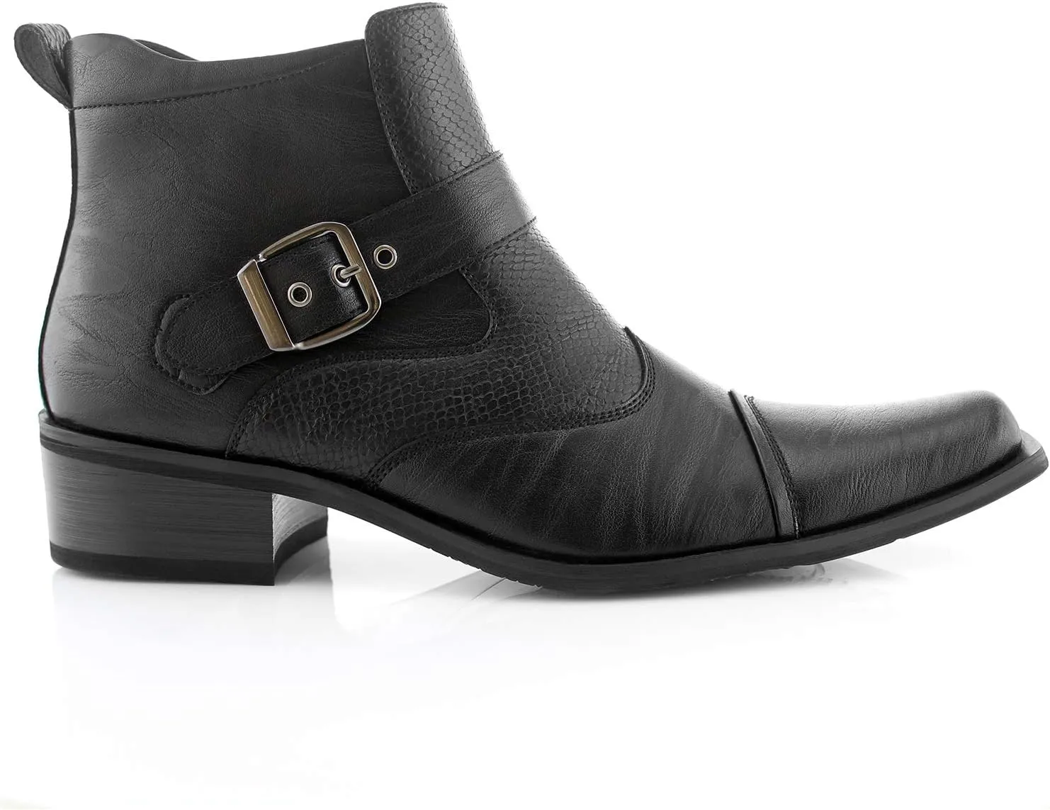 Ferro Aldo Alejandro MFA606326 Mens Memory Foam Casual High Western Buckle Strap Ankle Dress Boots