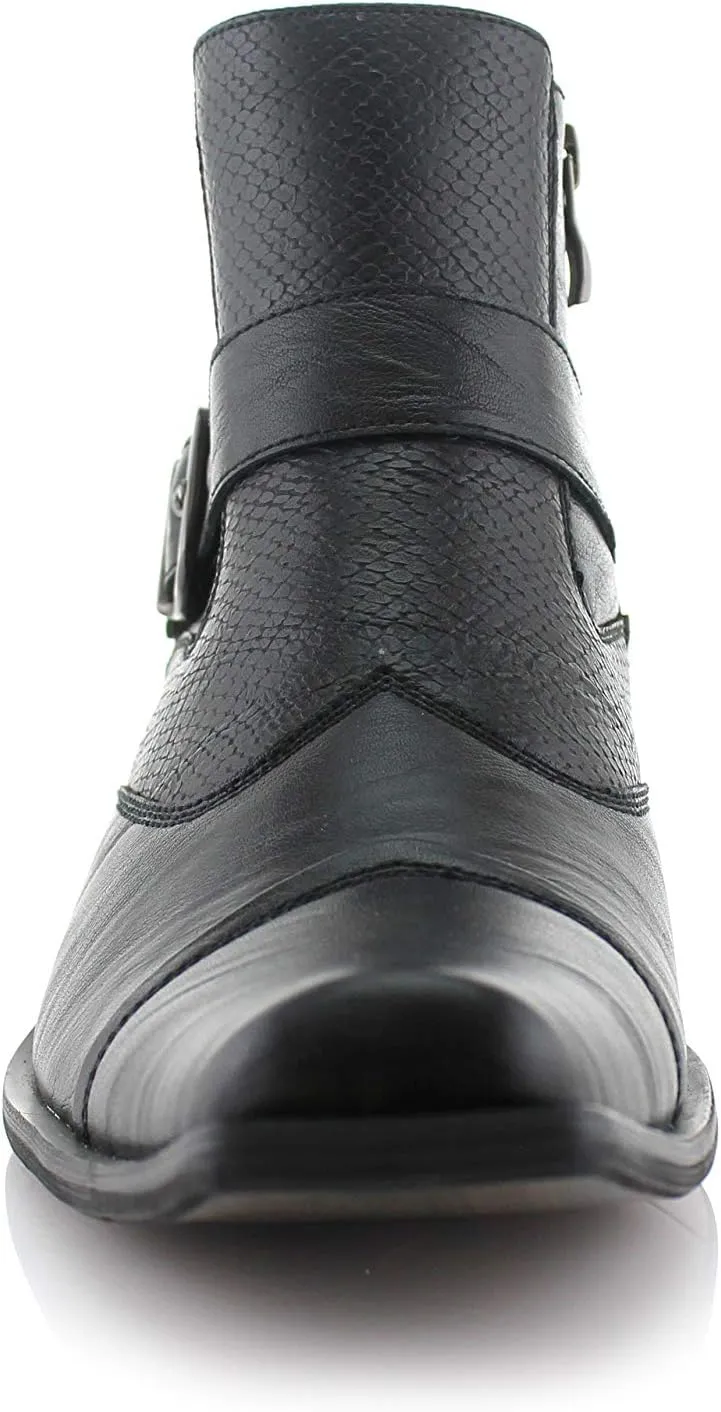 Ferro Aldo Alejandro MFA606326 Mens Memory Foam Casual High Western Buckle Strap Ankle Dress Boots