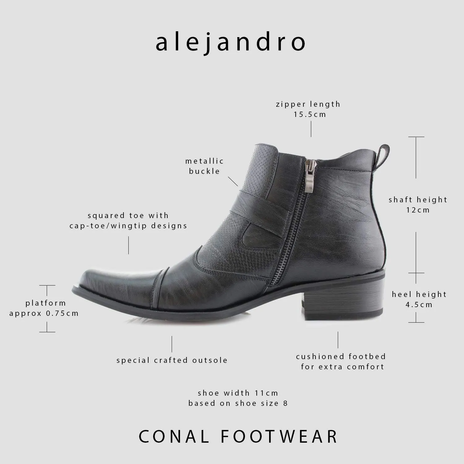 Ferro Aldo Alejandro MFA606326 Mens Memory Foam Casual High Western Buckle Strap Ankle Dress Boots