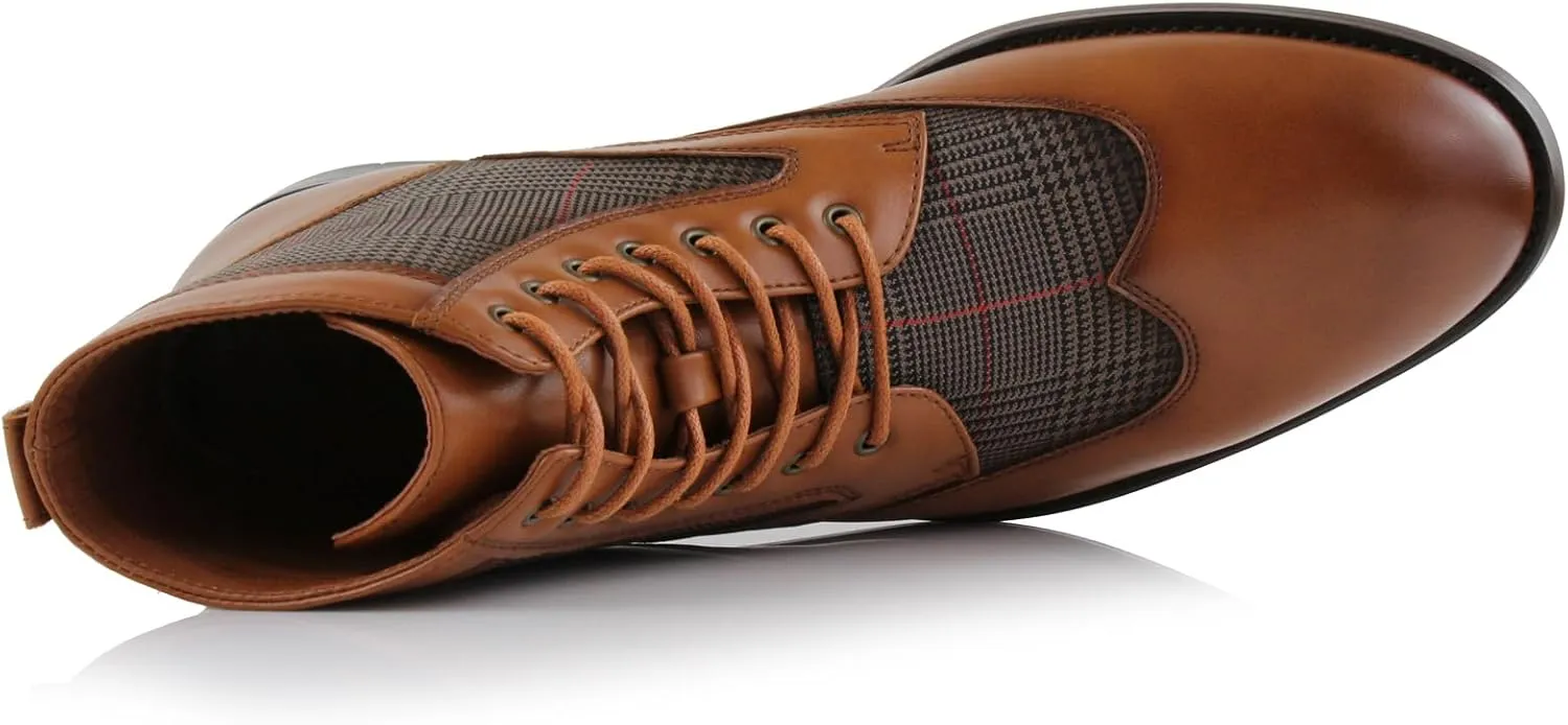 Ferro Aldo Gideon MFA806087 Men's Wing-Tip Plaid Dress Boots