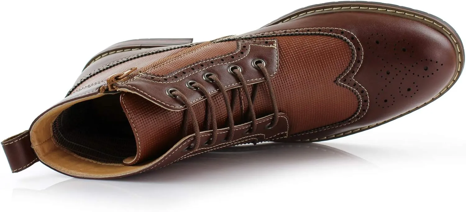 Ferro Aldo Gideon MFA806087 Men's Wing-Tip Plaid Dress Boots