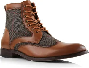 Ferro Aldo Gideon MFA806087 Men's Wing-Tip Plaid Dress Boots