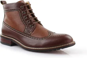 Ferro Aldo Gideon MFA806087 Men's Wing-Tip Plaid Dress Boots