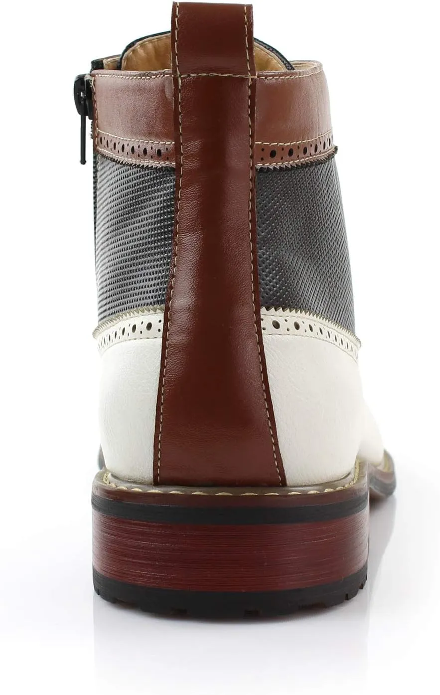 Ferro Aldo Gideon MFA806087 Men's Wing-Tip Plaid Dress Boots