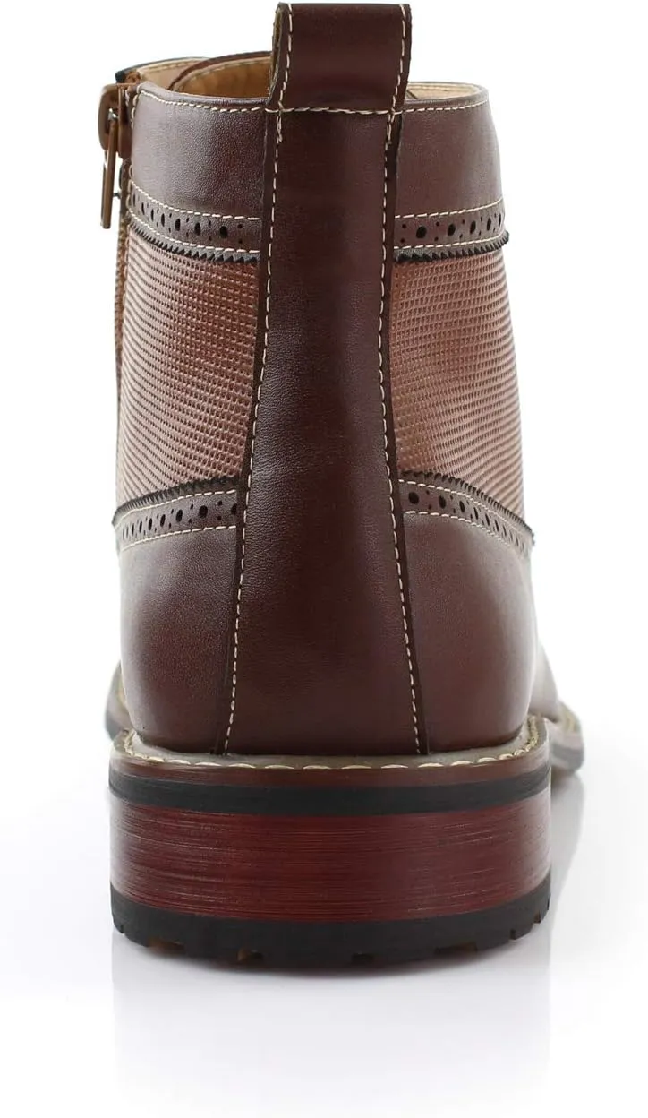 Ferro Aldo Gideon MFA806087 Men's Wing-Tip Plaid Dress Boots