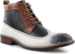 Ferro Aldo Gideon MFA806087 Men's Wing-Tip Plaid Dress Boots
