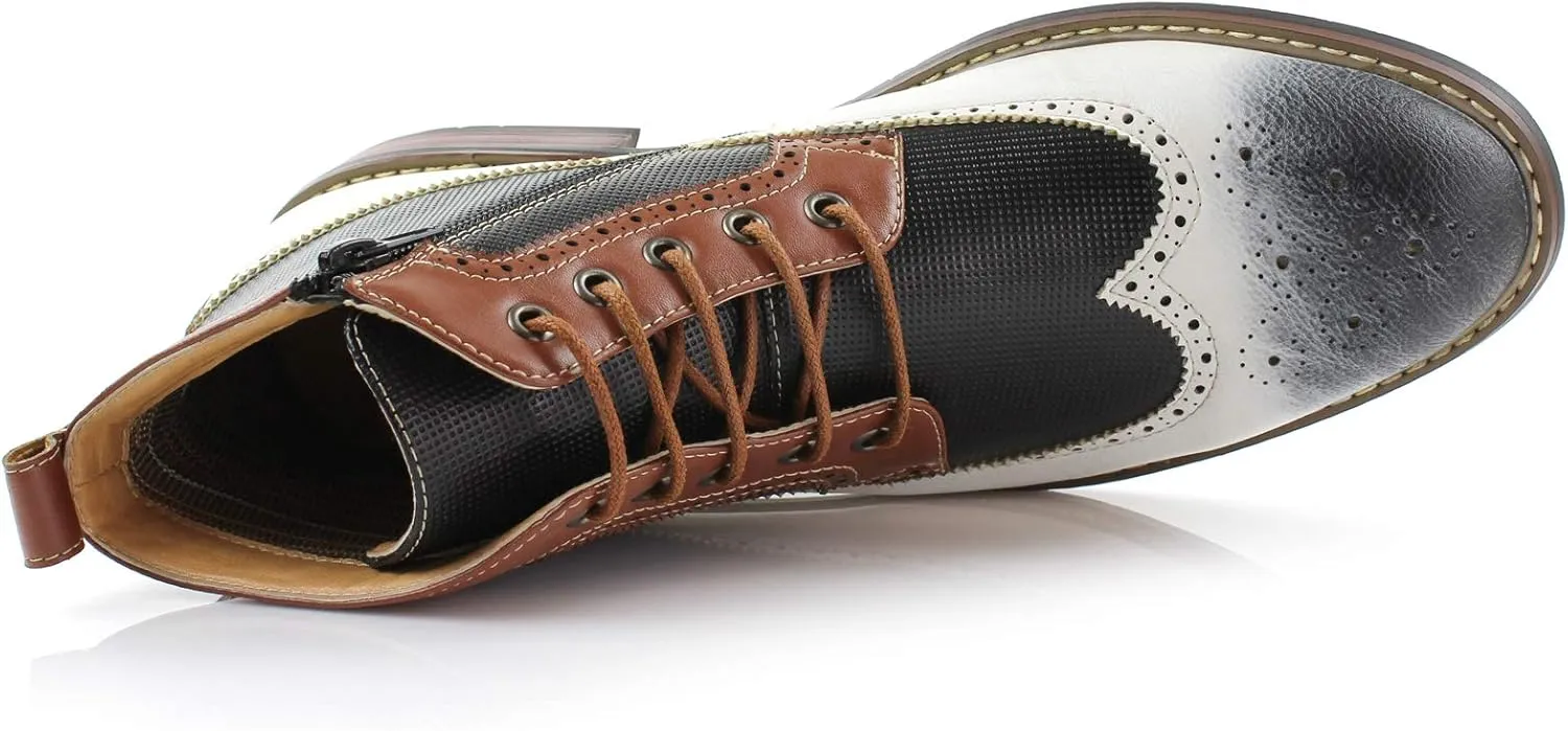 Ferro Aldo Gideon MFA806087 Men's Wing-Tip Plaid Dress Boots