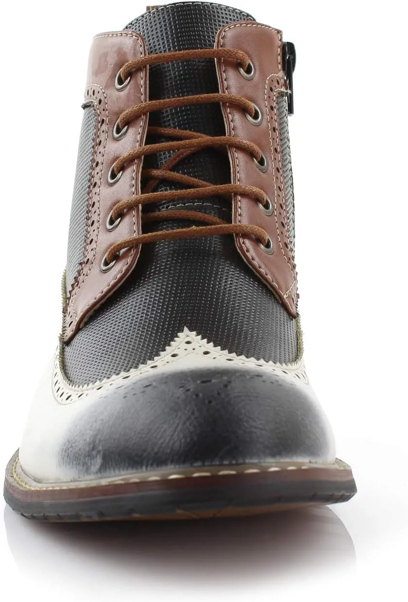 Ferro Aldo Gideon MFA806087 Men's Wing-Tip Plaid Dress Boots