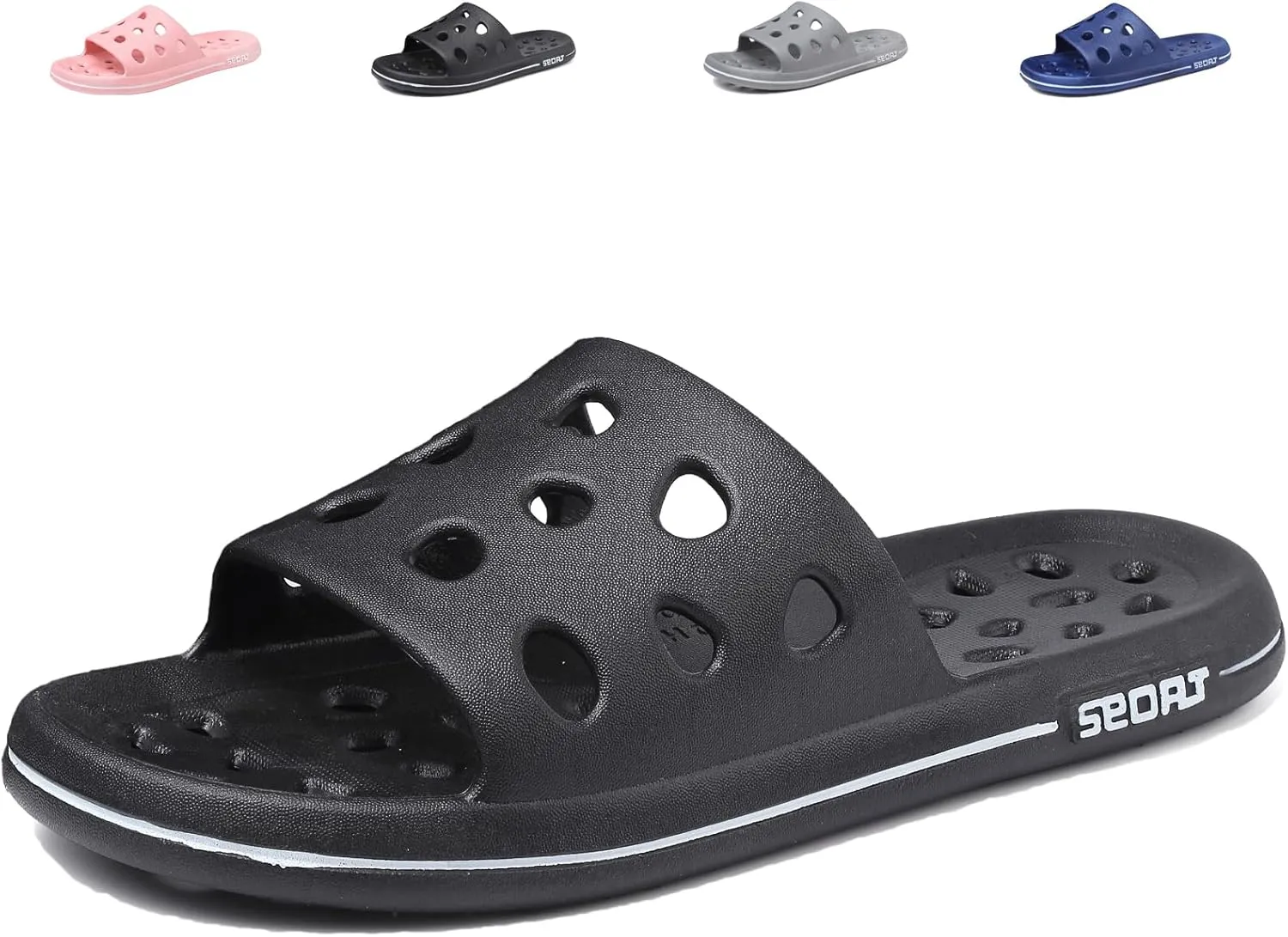FINLEEO Shower Sandals with Drainage Holes - Quick Drying Bathroom & Gym Slippers for Men and Women