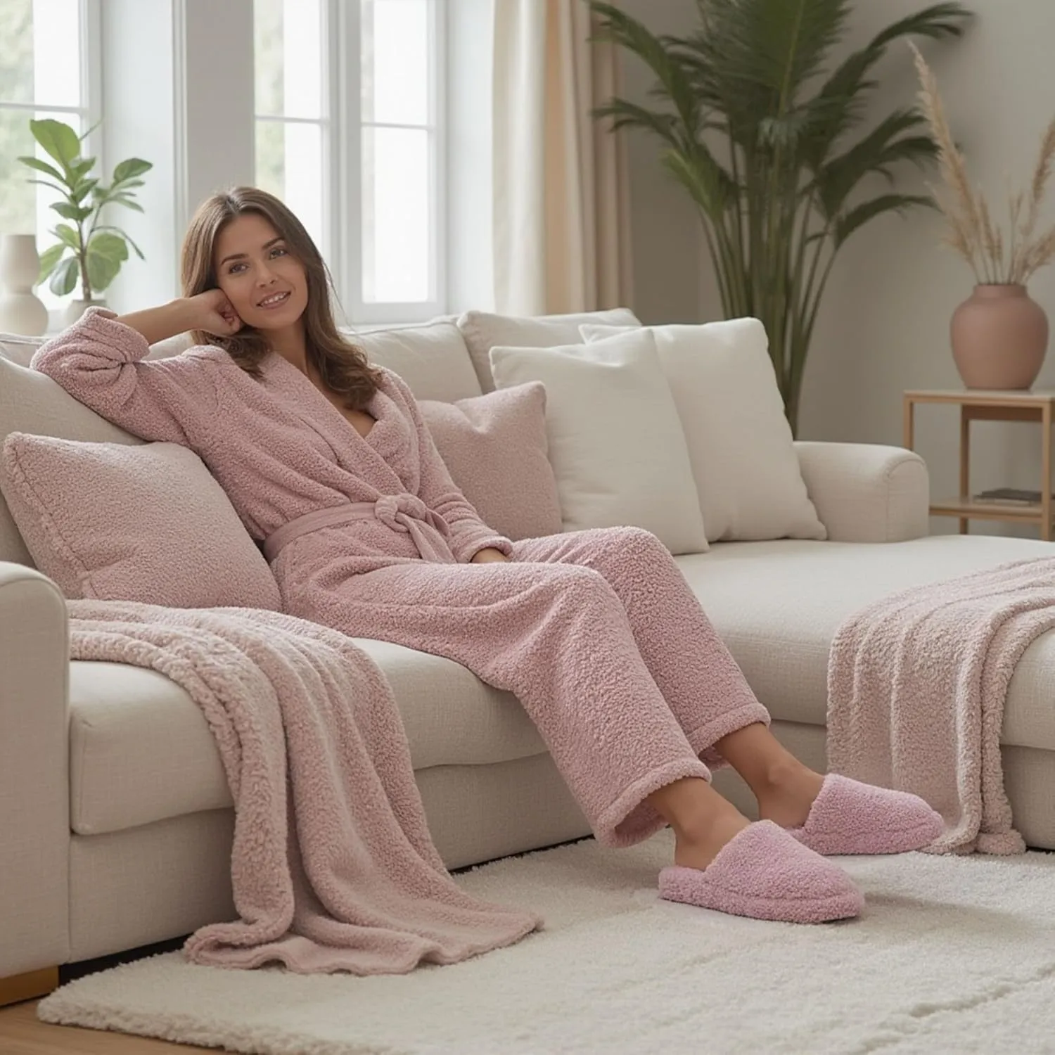 FitFlop iQushion D Luxe Padded Teddy Slipper Mules - Women's Fluffy Cozy House Shoes, Indoor Outdoor Slippers with Arch Support, Ultra Light Cushioning, Slip Resistant Rubber Sole