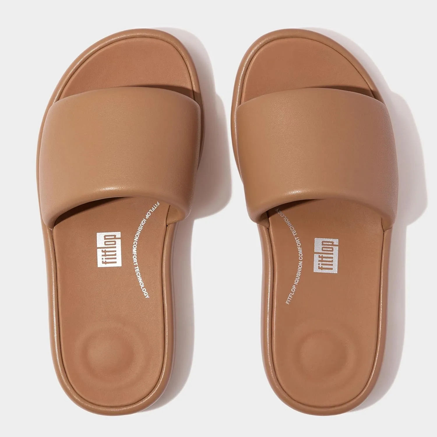 FitFlop Women's iQushion D-Luxe Padded Leather Slides Sandals