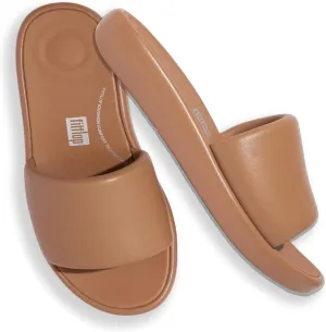 FitFlop Women's iQushion D-Luxe Padded Leather Slides Sandals