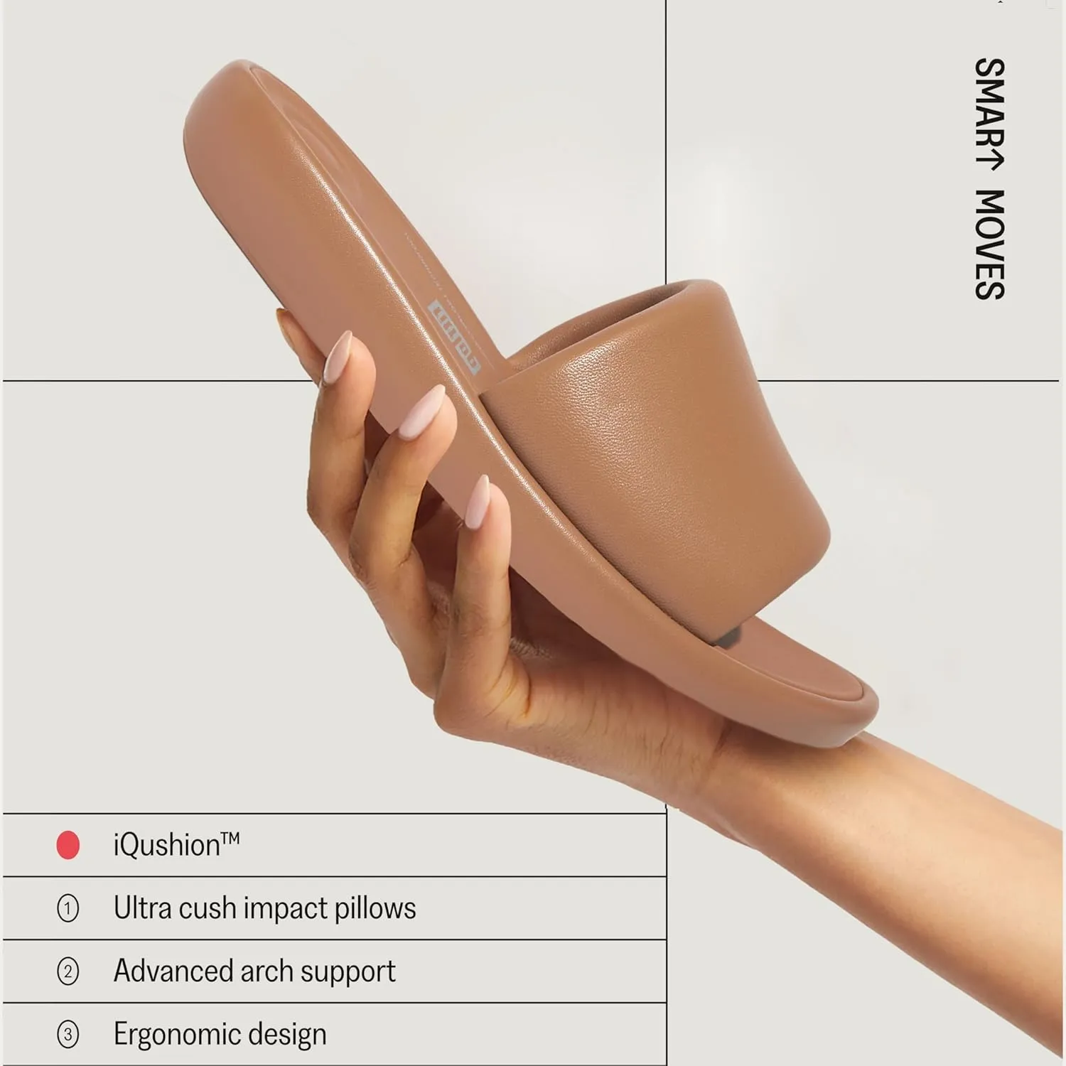 FitFlop Women's iQushion D-Luxe Padded Leather Slides Sandals