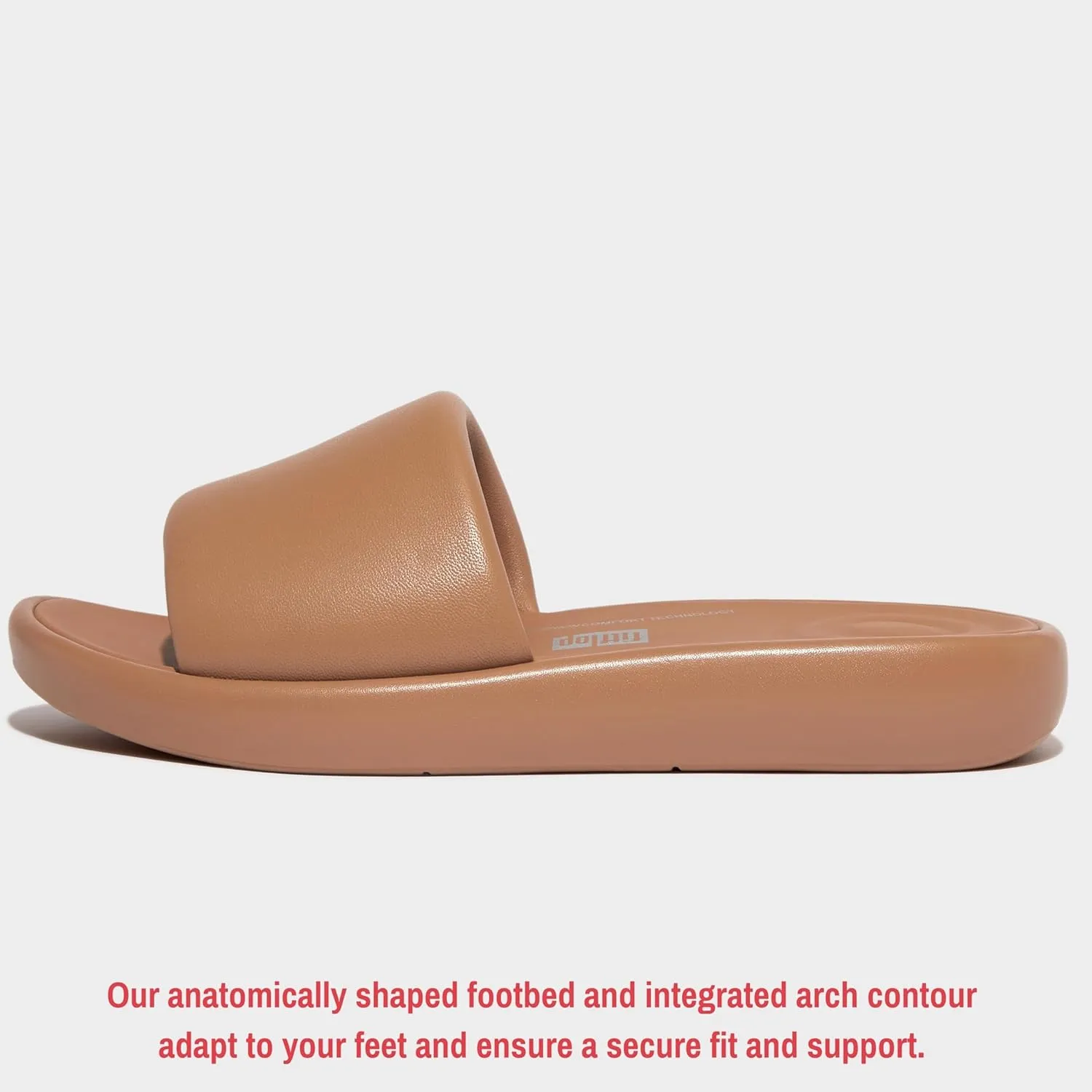 FitFlop Women's iQushion D-Luxe Padded Leather Slides Sandals