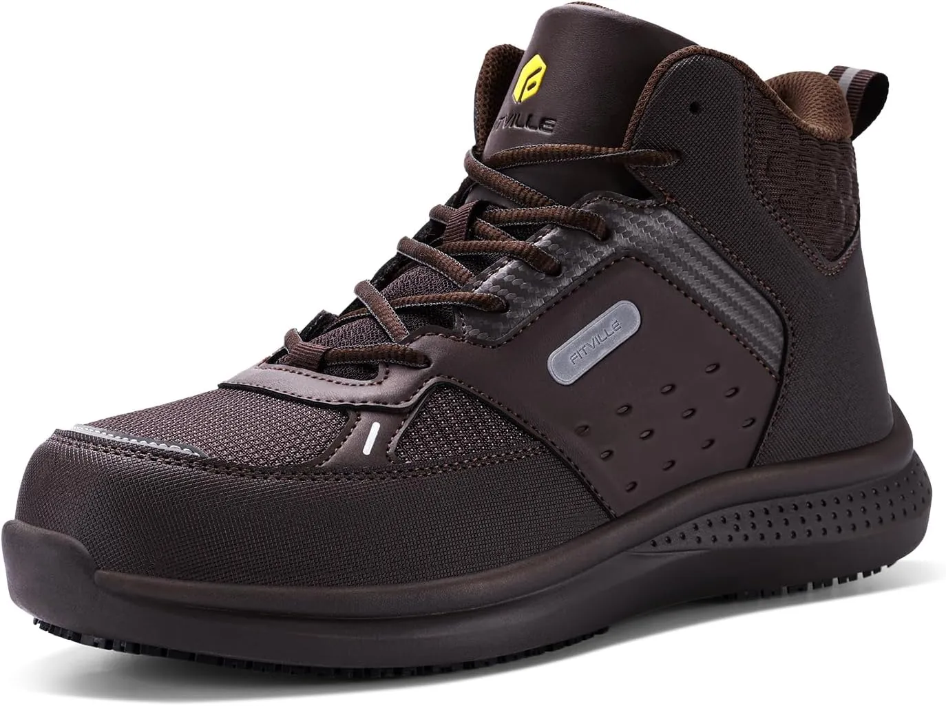 FitVille Wide Work Boots for Men Composite Toe Safety Work Shoes Slip-Resistant Work Boots Waterproof Lightweight - SteelCore