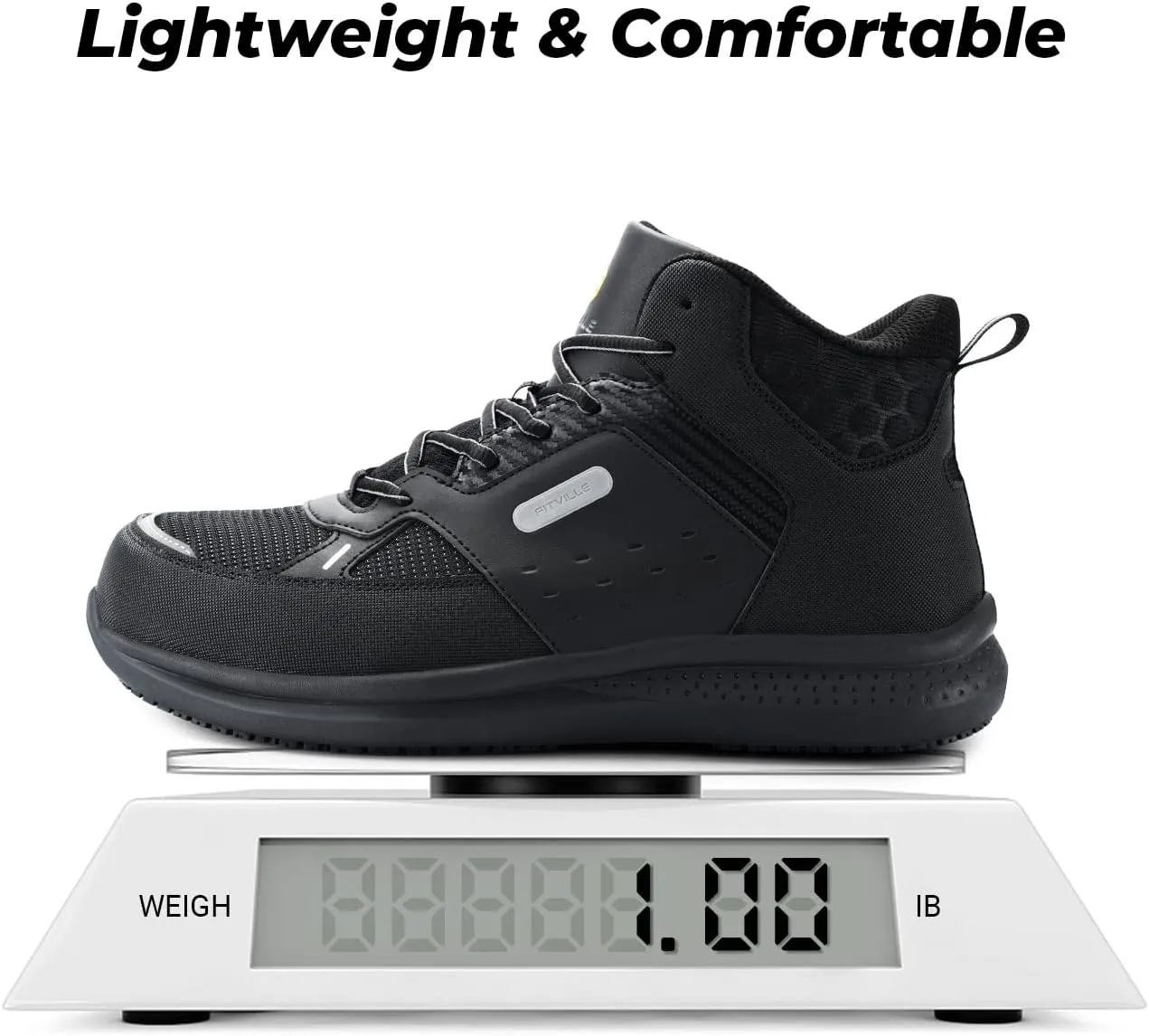 FitVille Wide Work Boots for Men Composite Toe Work Safety Shoes Slip-Resistant Work Boots Waterproof Lightweight - SteelCore
