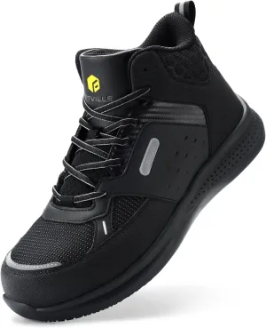 FitVille Wide Work Boots for Men Composite Toe Work Safety Shoes Slip-Resistant Work Boots Waterproof Lightweight - SteelCore