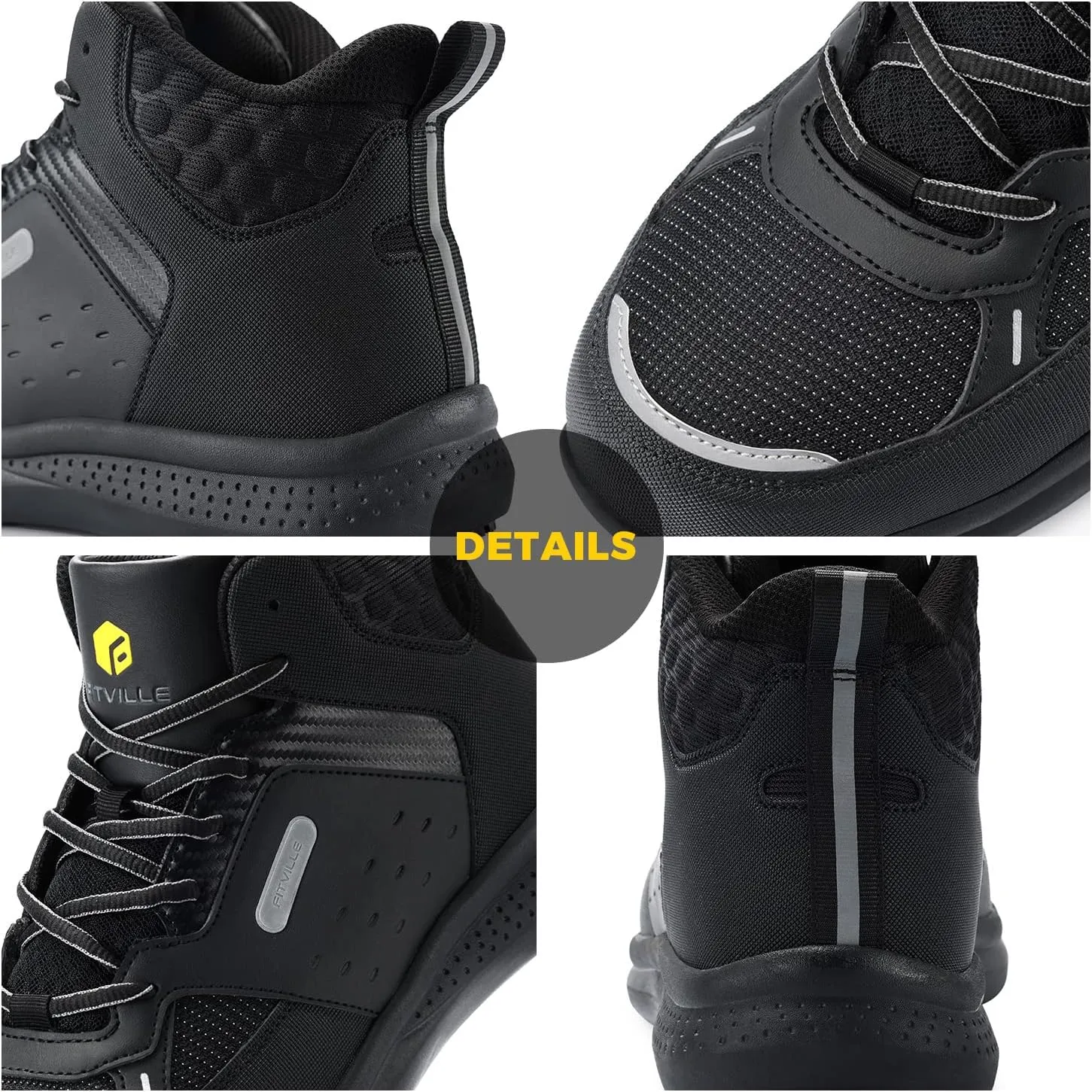 FitVille Wide Work Boots for Men Composite Toe Work Safety Shoes Slip-Resistant Work Boots Waterproof Lightweight - SteelCore