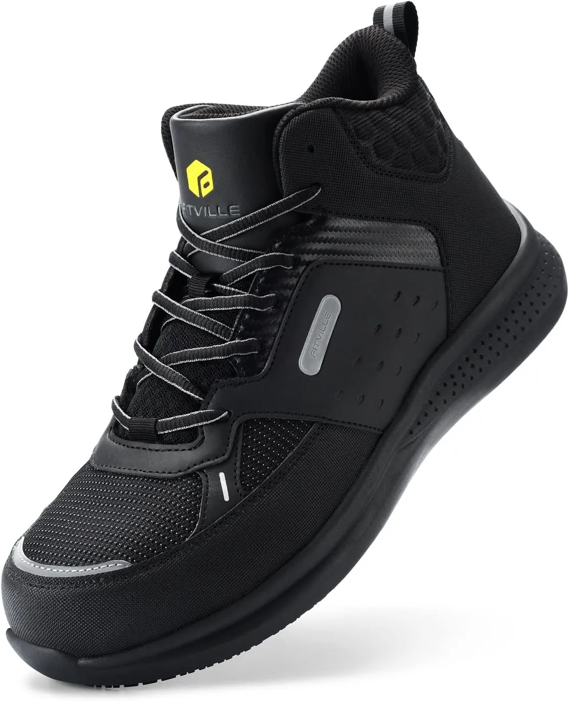 FitVille Wide Work Boots for Men Composite Toe Work Safety Shoes Slip-Resistant Work Boots Waterproof Lightweight - SteelCore