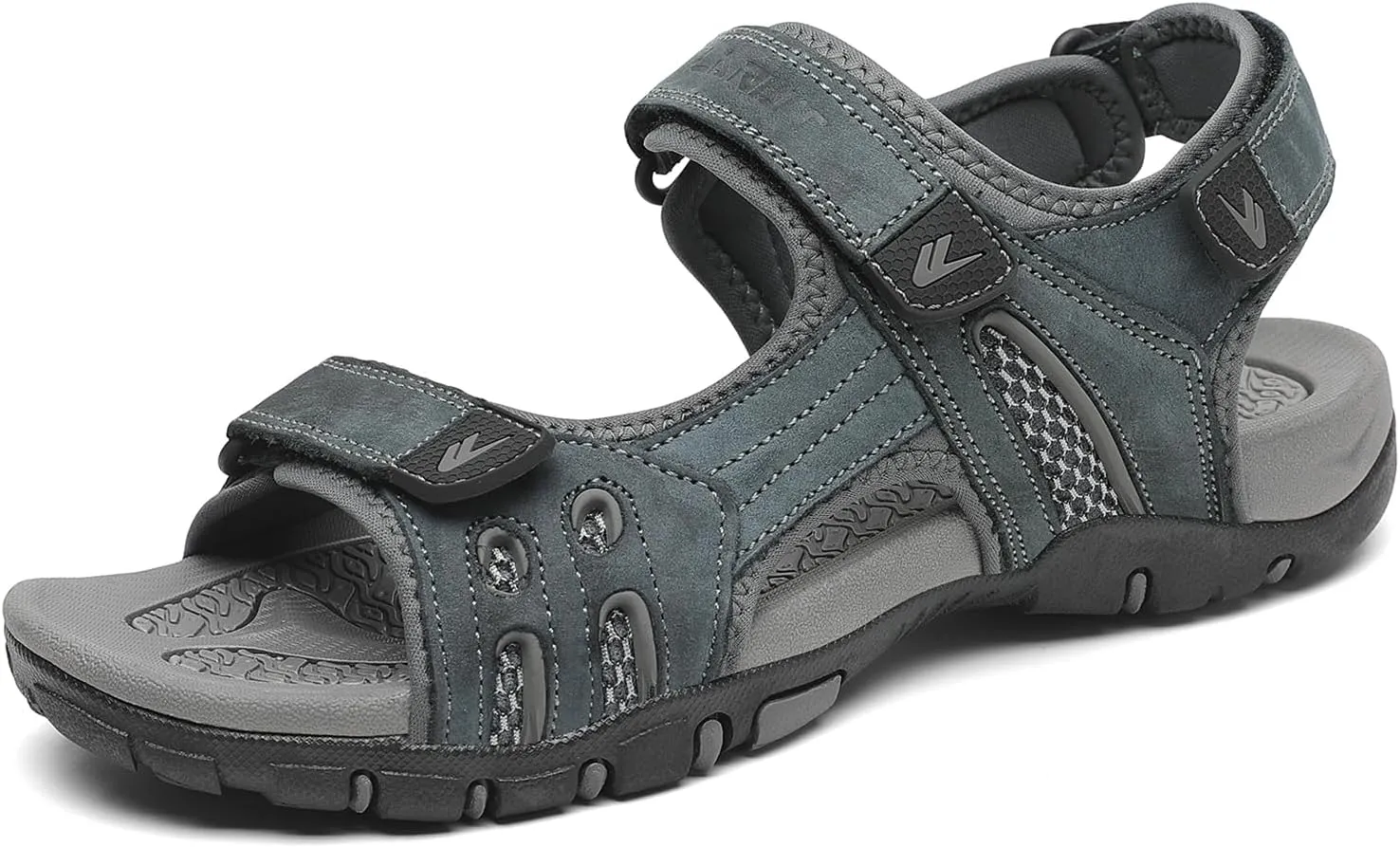 FLARUT Men's Athletic Sandals Sport Outdoor Hiking Sandals Open Toe Leather Walking Sandals Beach Water Shoes