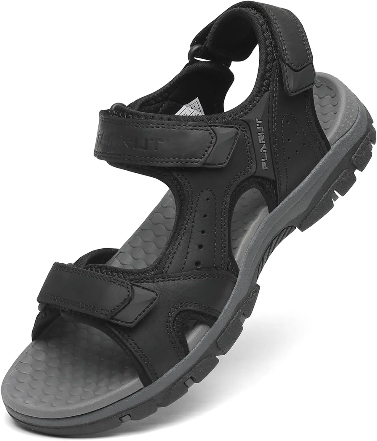 FLARUT Men's Athletic Sandals Sport Outdoor Hiking Sandals Open Toe Leather Walking Sandals Beach Water Shoes