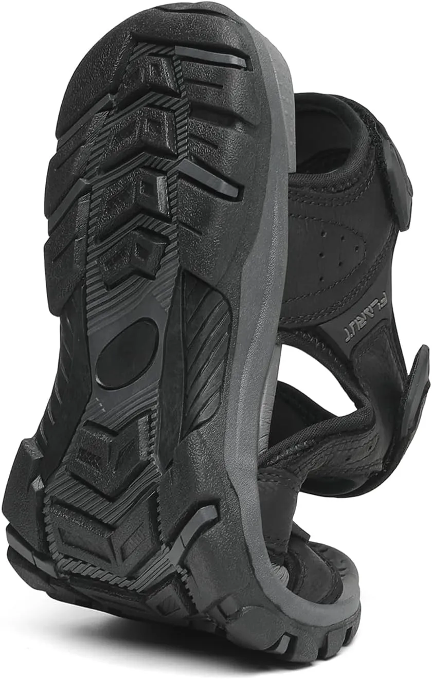 FLARUT Men's Athletic Sandals Sport Outdoor Hiking Sandals Open Toe Leather Walking Sandals Beach Water Shoes