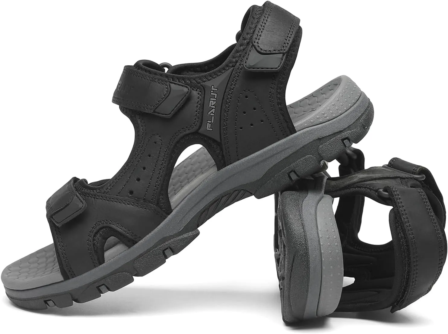 FLARUT Men's Athletic Sandals Sport Outdoor Hiking Sandals Open Toe Leather Walking Sandals Beach Water Shoes