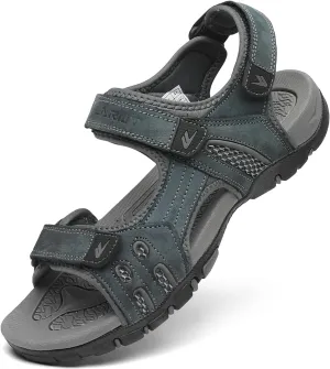 FLARUT Men's Athletic Sandals Sport Outdoor Hiking Sandals Open Toe Leather Walking Sandals Beach Water Shoes