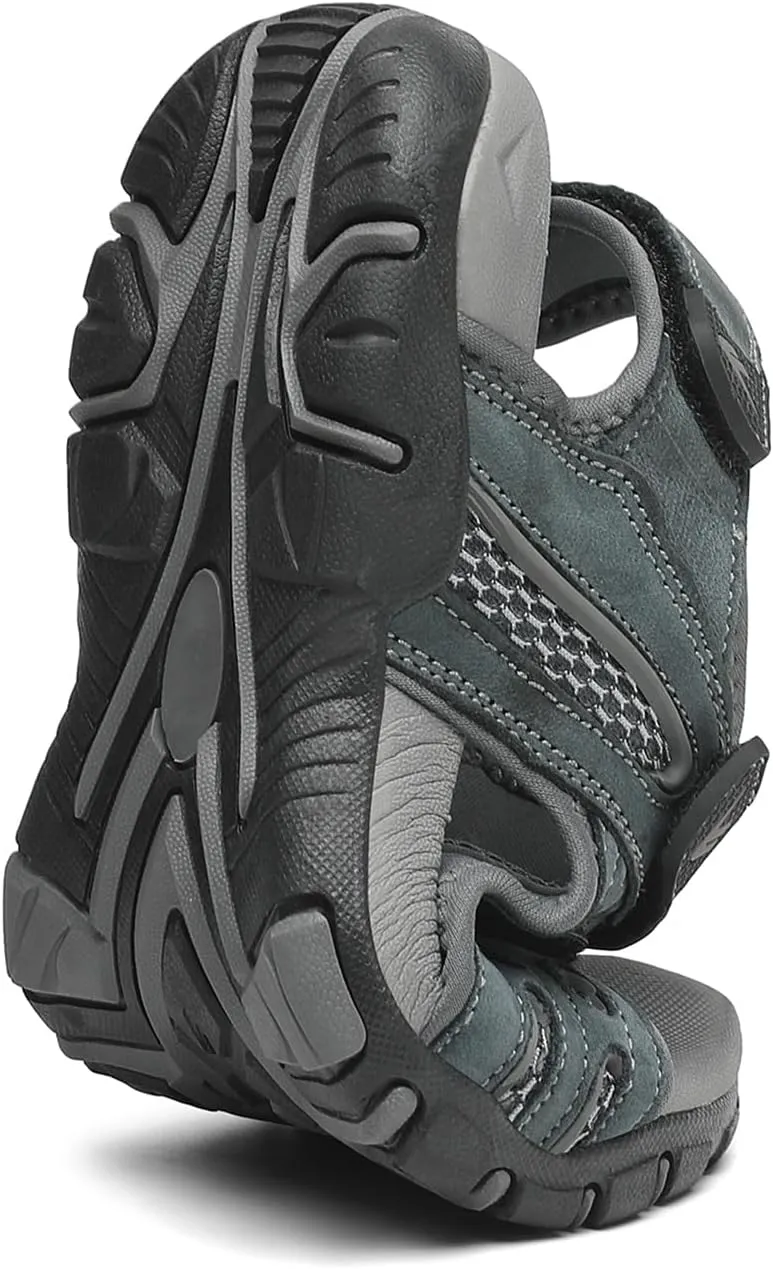 FLARUT Men's Athletic Sandals Sport Outdoor Hiking Sandals Open Toe Leather Walking Sandals Beach Water Shoes