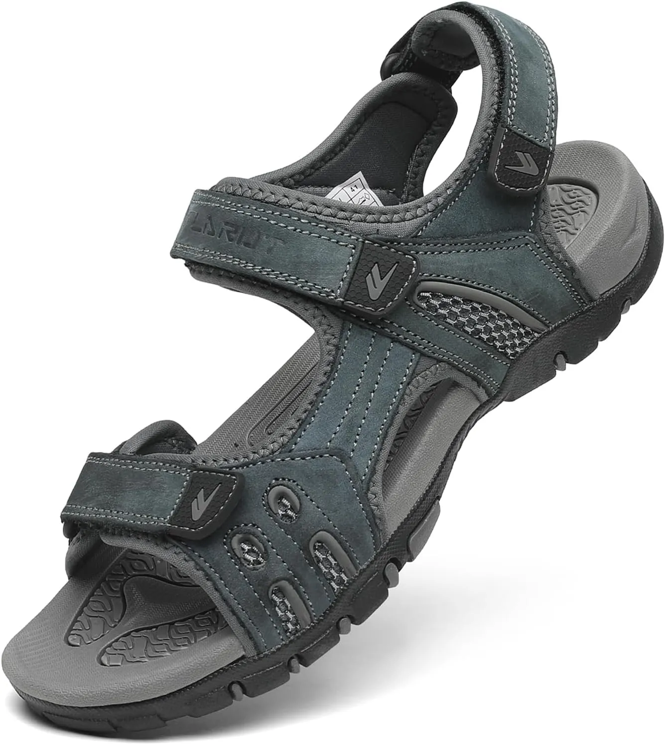 FLARUT Men's Athletic Sandals Sport Outdoor Hiking Sandals Open Toe Leather Walking Sandals Beach Water Shoes