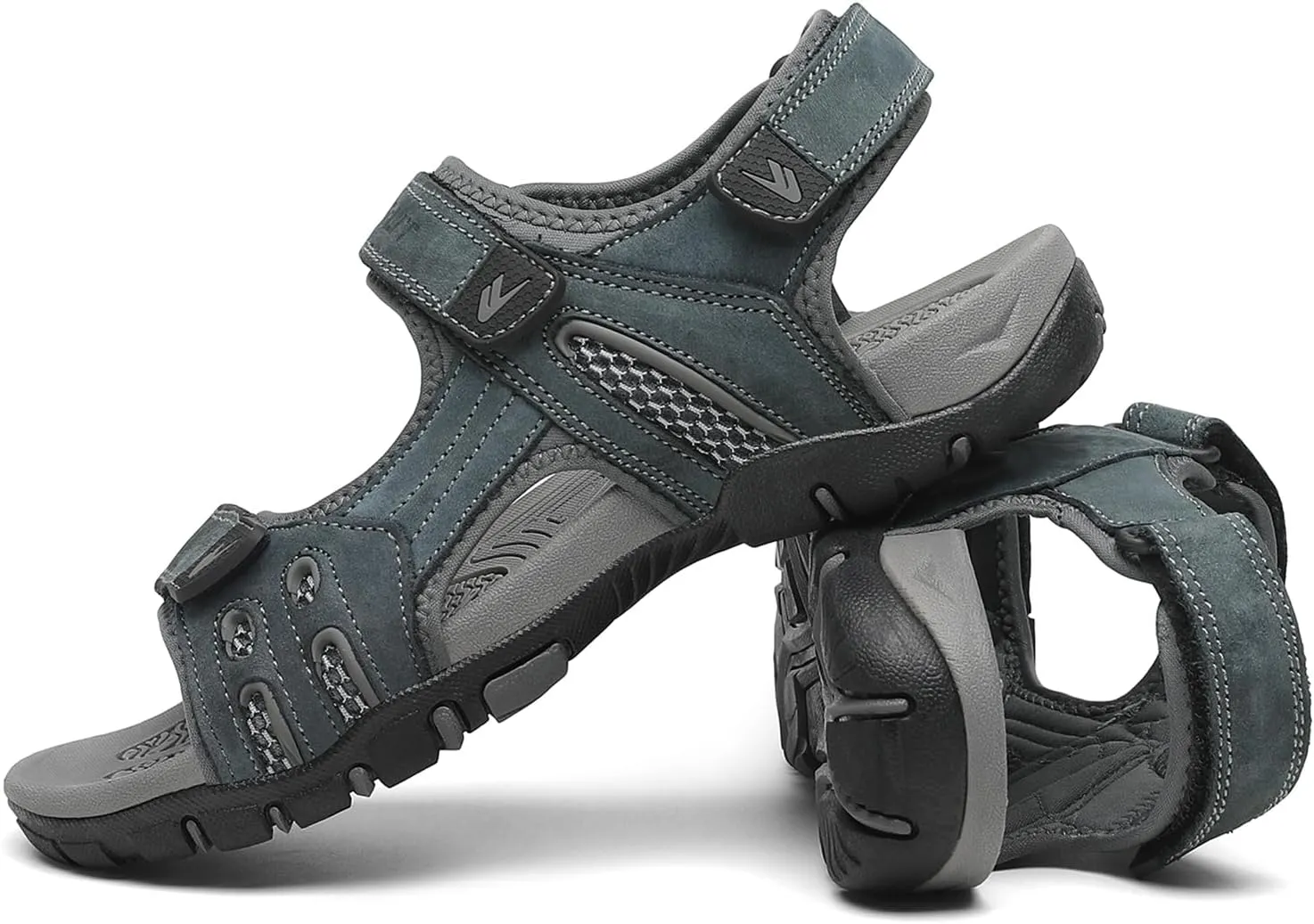 FLARUT Men's Athletic Sandals Sport Outdoor Hiking Sandals Open Toe Leather Walking Sandals Beach Water Shoes
