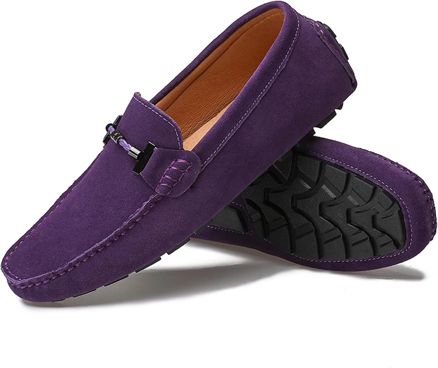 Flat Loafer for Men Suede Leather Slip-on Dress Driving Moccasins Casual Boat Shoes