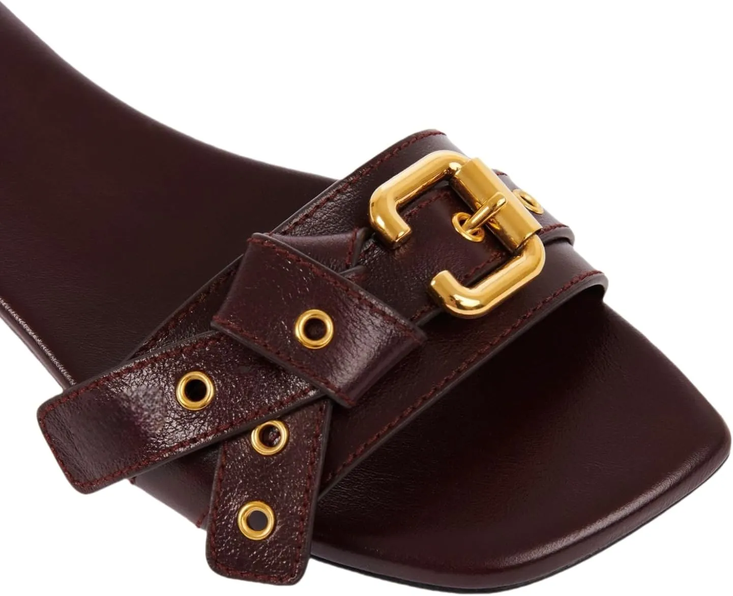 Flats Sandals for Women Open Square Toe Low Heel Slides Buckled Slip on Slippers Leather Comfortable Casual Summer Beach Shoes