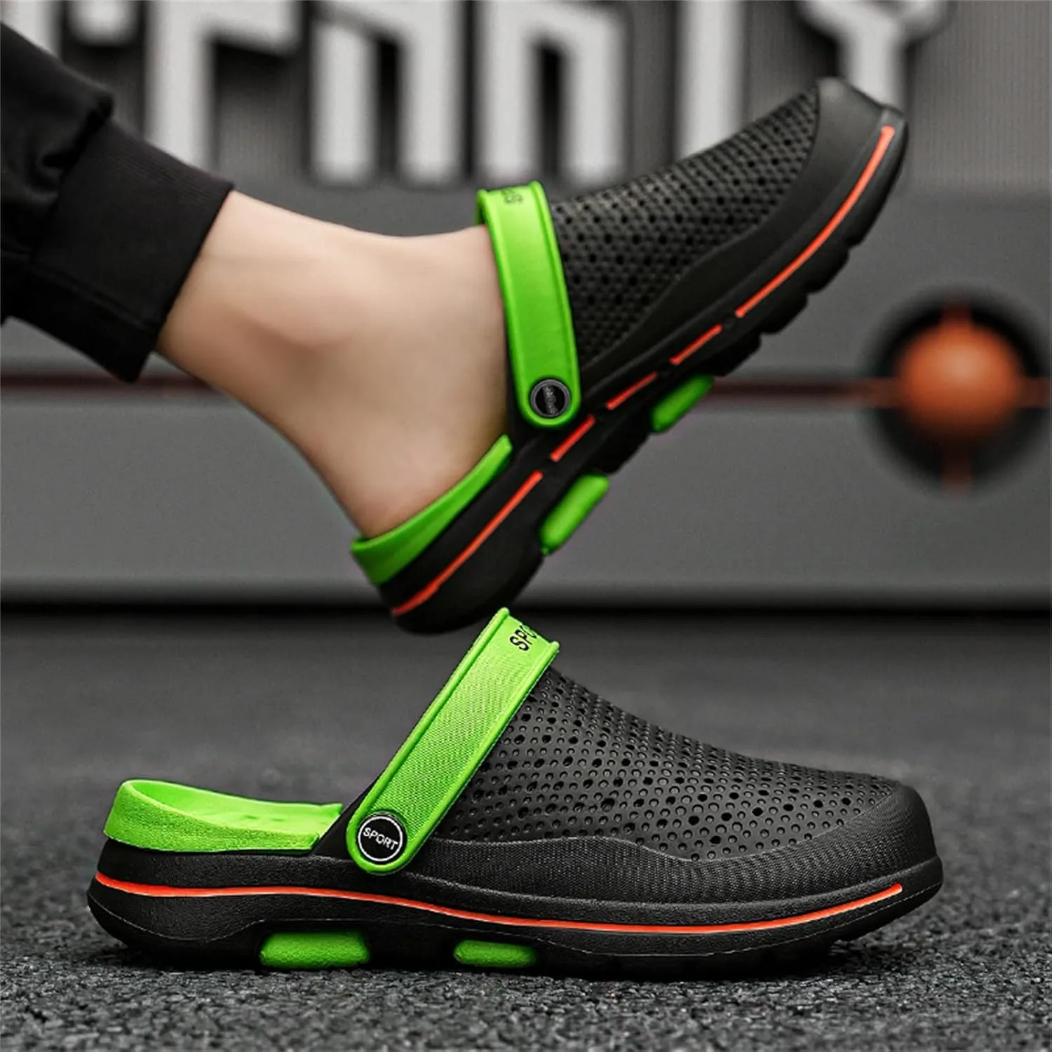 FLIOZY Mens Casual Sandals Breathable Mesh Walking Mules Sneakers Open Back Slip On Shoes Quick-Dry Slippers