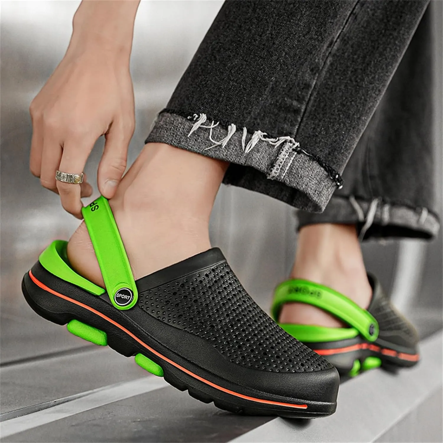 FLIOZY Mens Casual Sandals Breathable Mesh Walking Mules Sneakers Open Back Slip On Shoes Quick-Dry Slippers