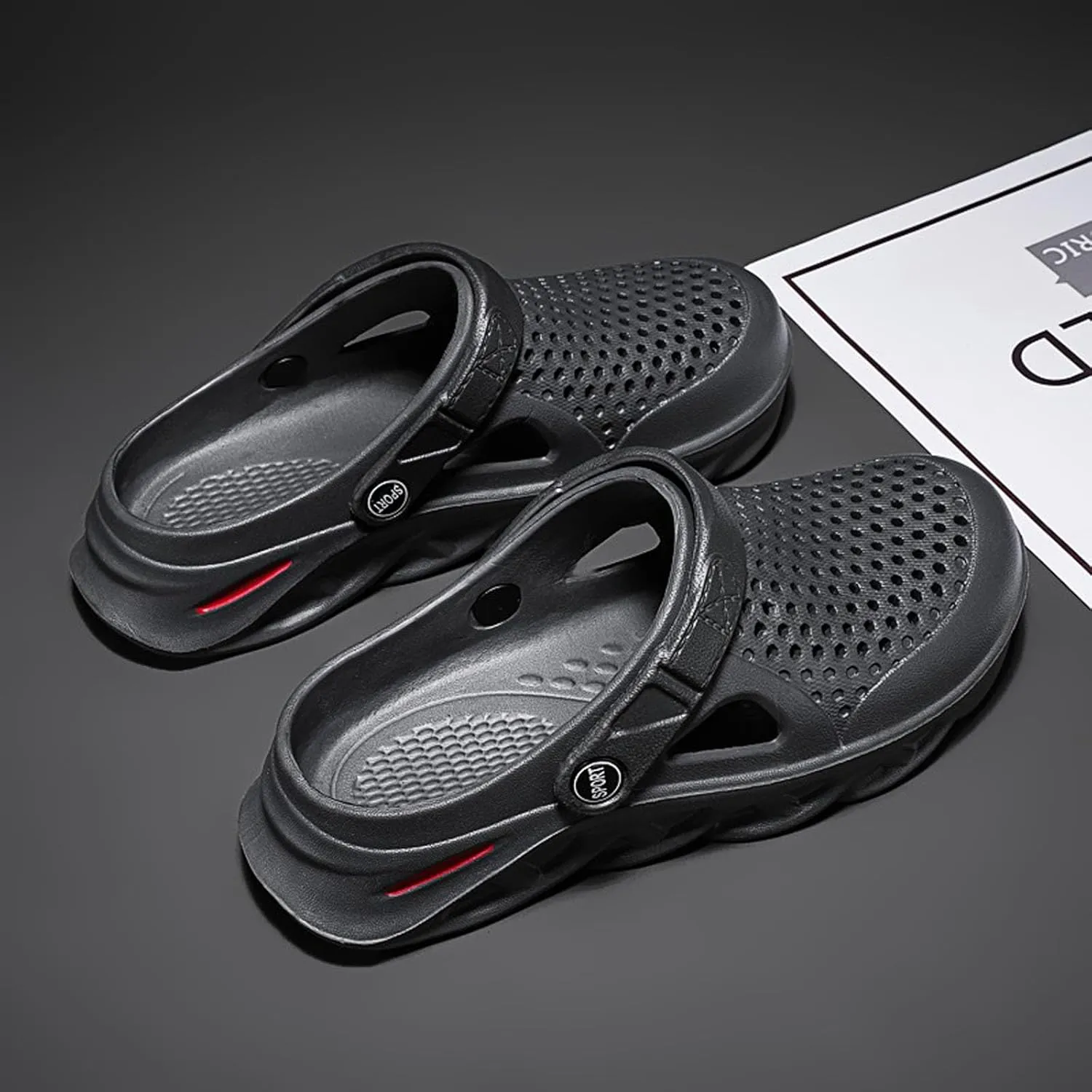FLIOZY Mens Casual Sandals Breathable Mesh Walking Mules Sneakers Open Back Slip On Shoes Quick-Dry Slippers